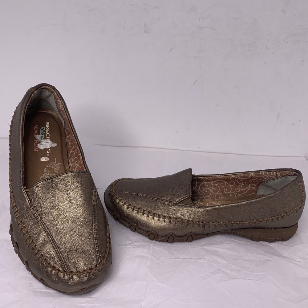Women's Bronze leather upper SKECHERS Relaxed fit Memory foam shoes , size 7.5